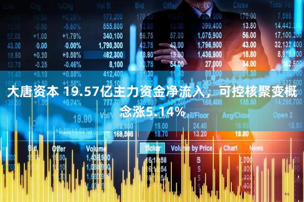 大唐资本 19.57亿主力资金净流入，可控核聚变概念涨5.14%